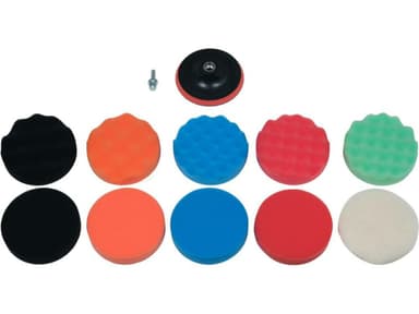 Губки і хутро полірувальні, на липучці YATO Ø= 125мм, h= 25мм з опорн диском і адаптером М14, 12 ел