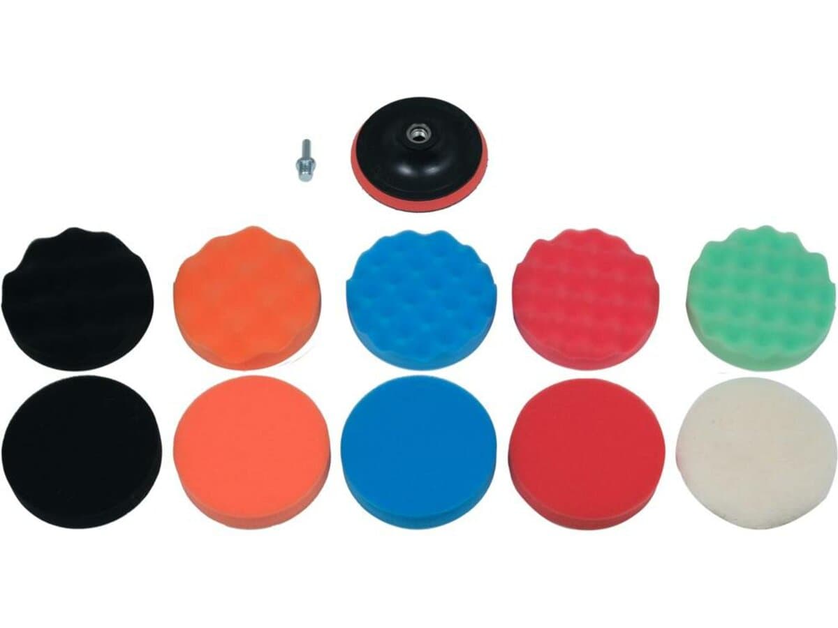 Губки і хутро полірувальні, на липучці YATO Ø= 125мм, h= 25мм з опорн диском і адаптером М14, 12 ел