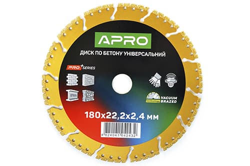 Диск по бетону універсальний 180х22.2х2.4мм PRO (вакуумне зварювання, перфорований сегмент) APRO