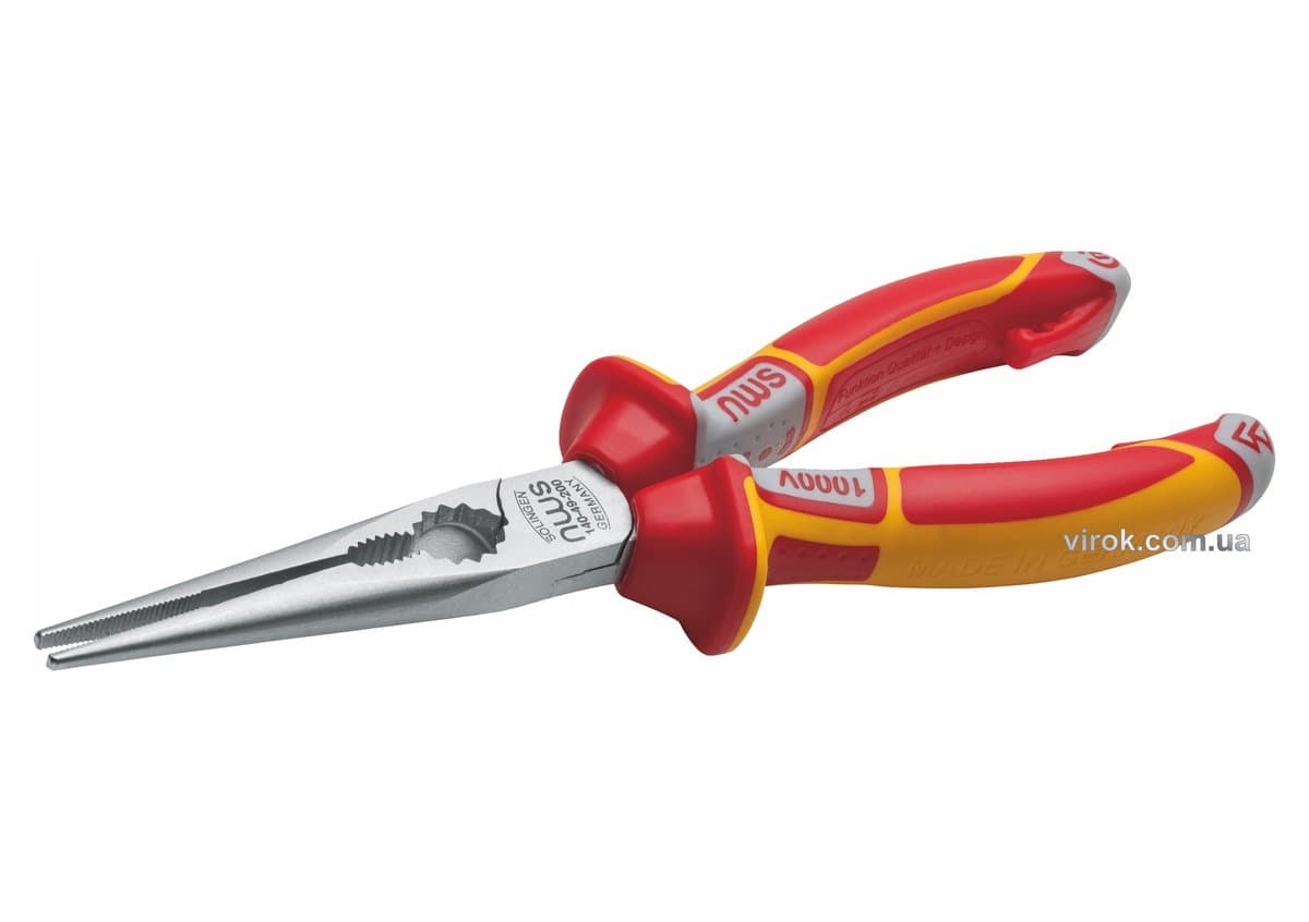 Щипці подовжені NWS з ізольов. ручками VDE до 1000 В: гострі кінці, L= 205 мм