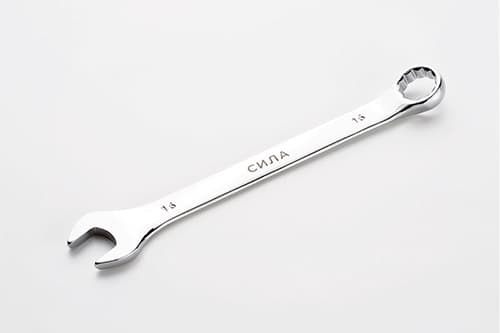 Ключ ріжково-накидний полірований CrV 15мм СИЛА