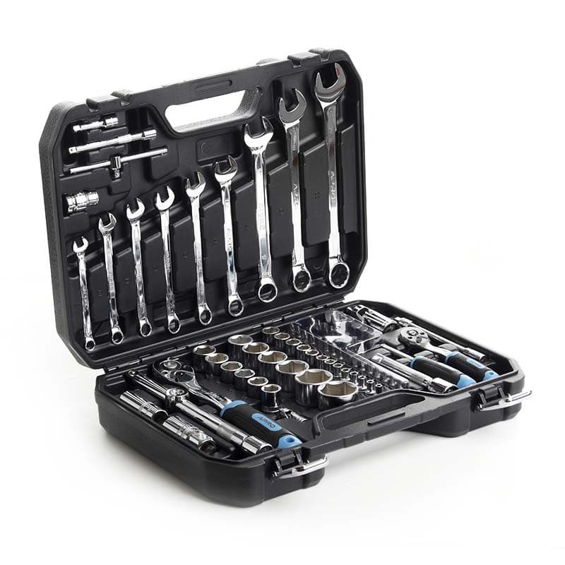 Набір насадок із гайковими ключами CrV 1⁄4, 1⁄2 (90Т) (82 шт.) APRO