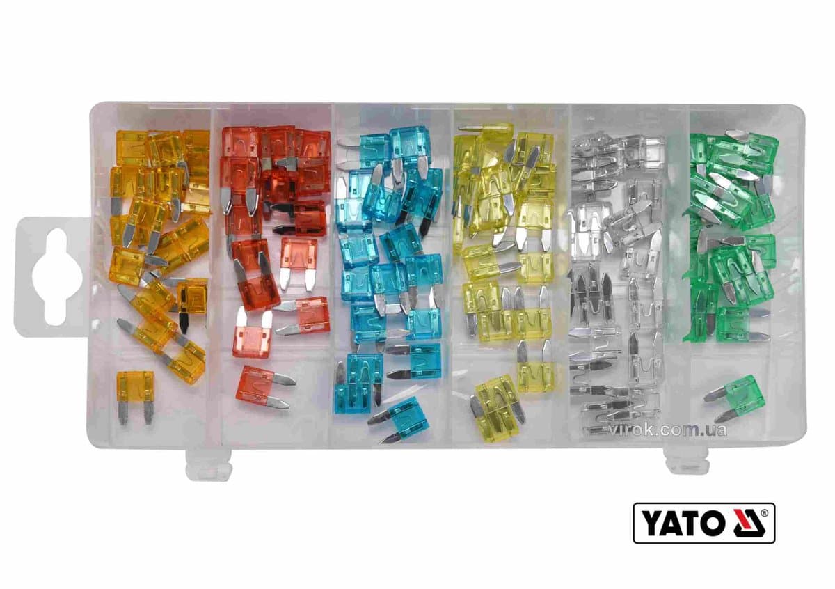 Запобіжники автомобільні YATO MINI, по 20 шт. для струмів 5, 10, 15, 20, 25, 30 А, 120 шт [12]