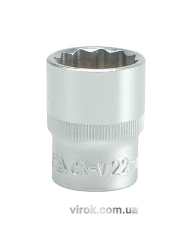 Головка торцева 12-гранна YATO : квадрат 1/2", М= 22 мм, L= 38 мм [12/120/240]