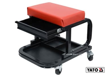 Табурет на колесах YATO з шуфлядою, 440 x 360 x 390 мм, 150 кг [2]