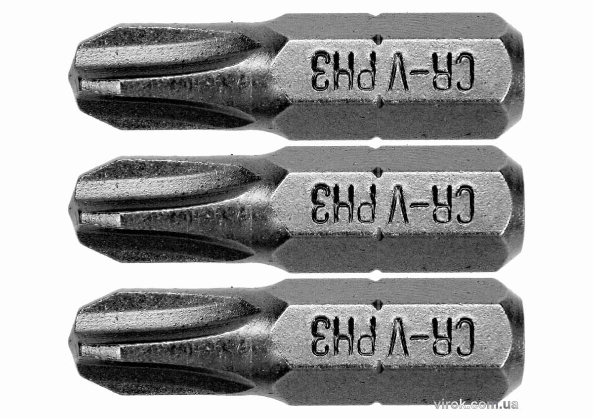 Насадка викруткова STHOR : Phillips PH3 x 25 мм, HEX 1/4", Cr-V, 3 шт DW