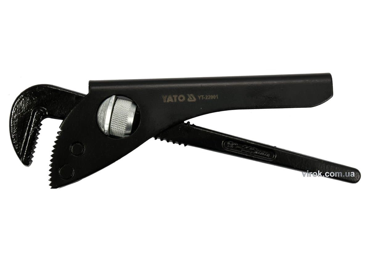 Ключ до труб тип "Німецький" YATO з розвод. губок- 60 мм, глиб.- 30 мм, L = 225 мм (9") [6/36]