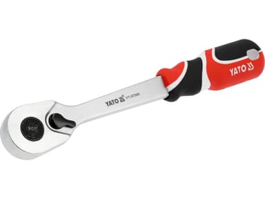 Тріщатка YATO: квадрат 1/2"(12,7 мм), L=256 мм, КМ до 1000 Nm, з прямою ручкою,90 зубів [10]