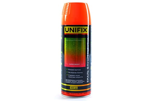 Емаль флуоресцентна акрилова помаранчевий преміум 400мл UNIFIX