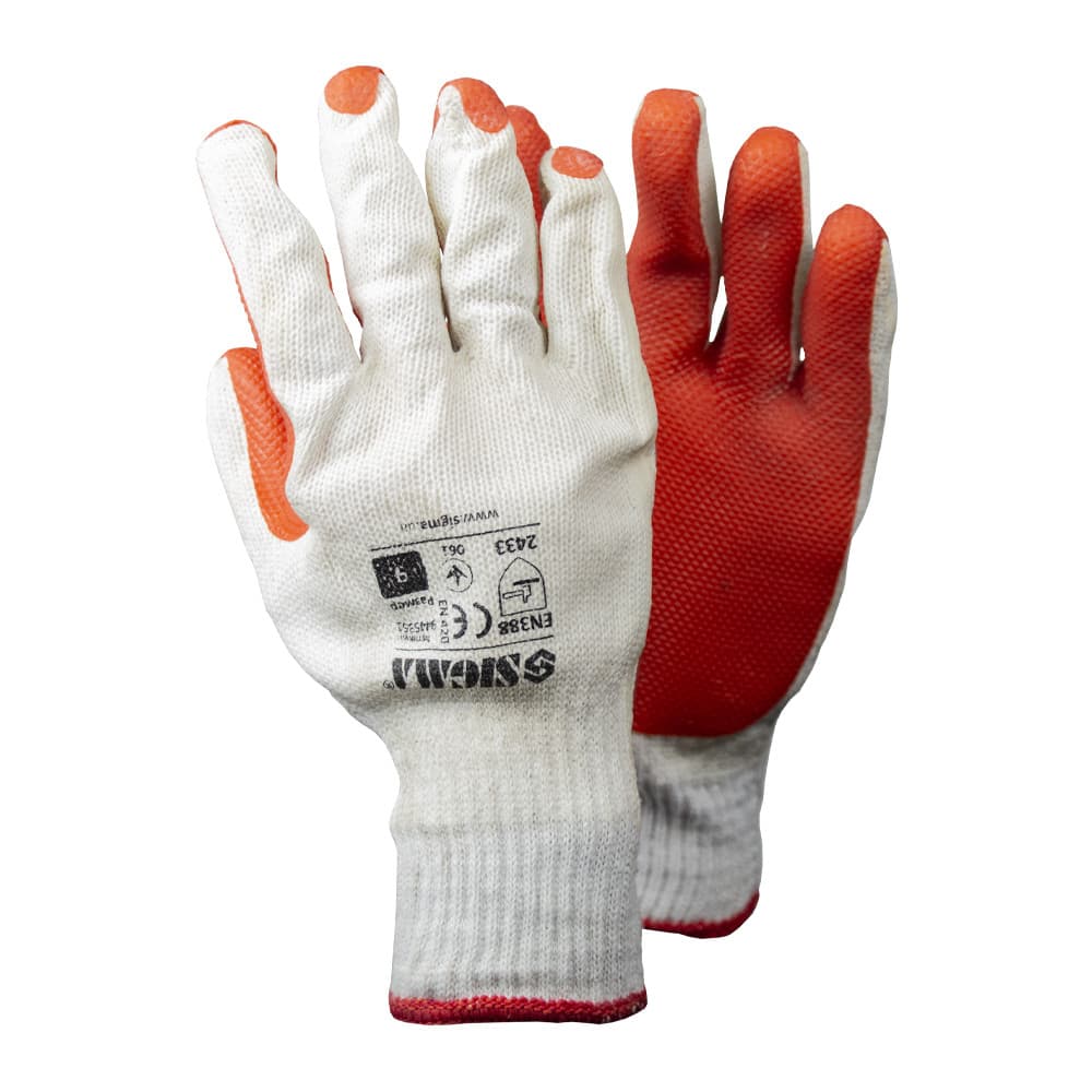 SIGMA Рукавички для скла з подвійним латексним покриттям р9 (манжет)