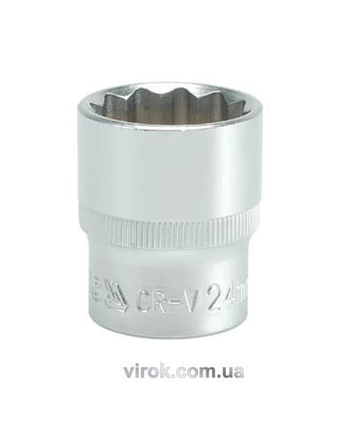 Головка торцева 12-гранна YATO : квадрат 1/2", М= 24 мм, L= 38 мм [12/60/120]