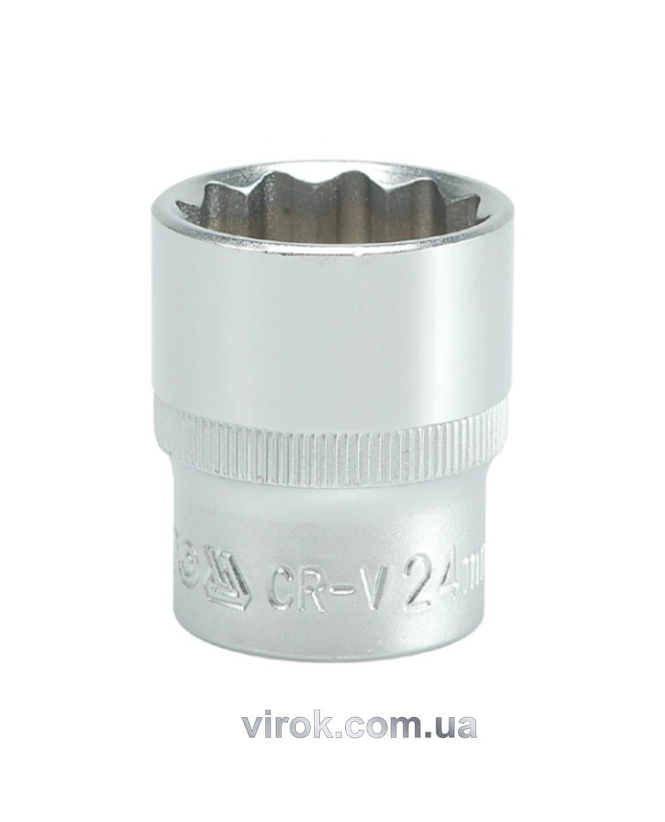 Головка торцева 12-гранна YATO : квадрат 1/2", М= 24 мм, L= 38 мм [12/60/120]