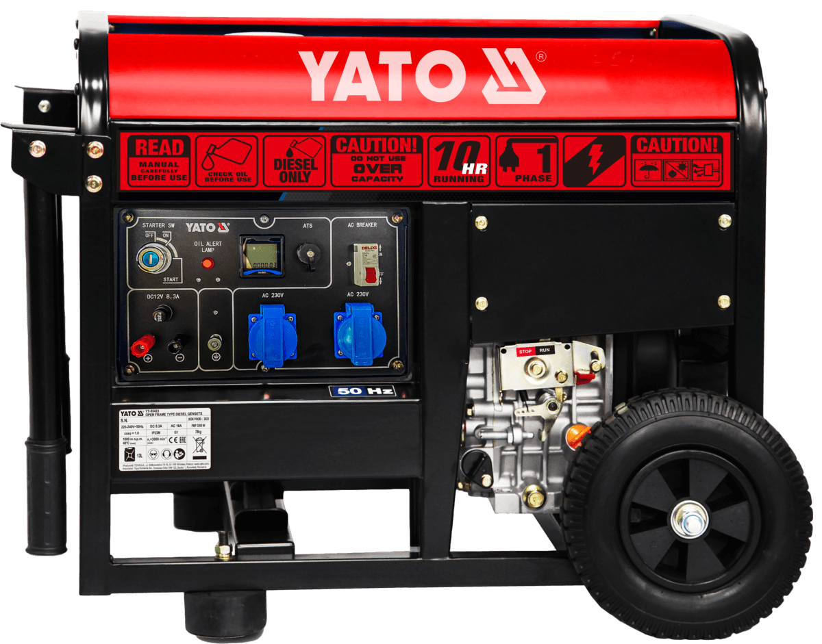 Генератор струму дизельий YATO: P= 3.2 кВт, U= 230 V AC