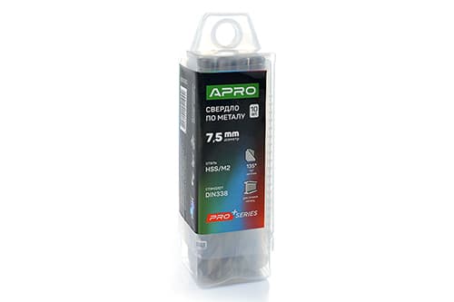 Свердло по металу HSS/M2 (6542) Ø7,5мм (тубус, кратно 10шт) PRO APRO