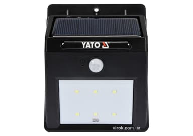 Світильник вуличний, сонячний, акумулятор.-3,В, 900мАг з датчиком руху-3м YATO; світл. P=120lm [12]