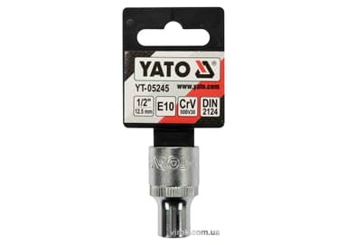 Головка торцева YATO : TORX E10, квадрат 1/2", CrV, DIN 2124 [Блістер] [6/180]