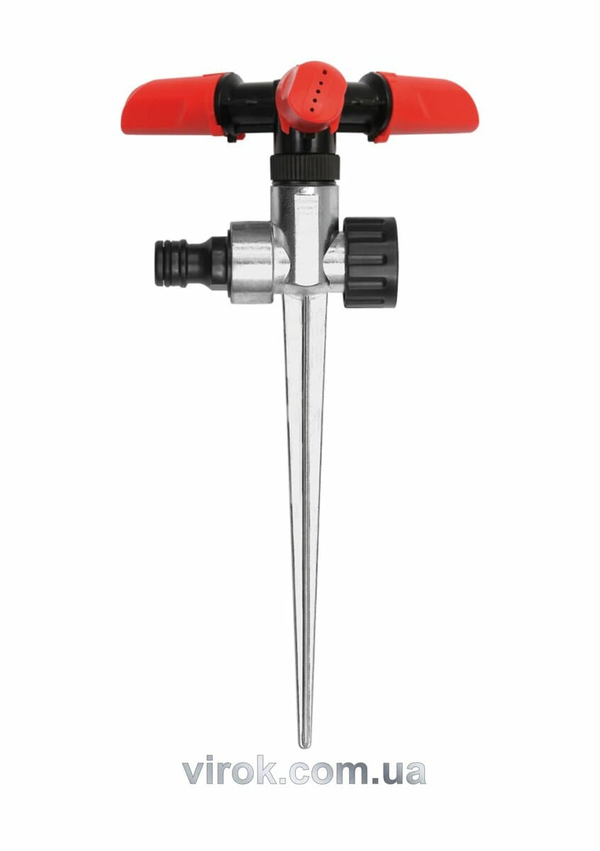 Зрошувач обертовий 3-сторонній YATO на кілку, до шлангу 1/2", межа дії- 12 м, ABS-пластик +цинк [48]