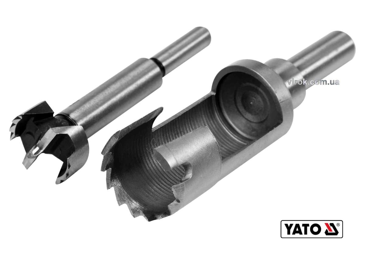 Свердла по дереву: коронка і фреза YATO : Ø=25 мм, l=110/90 мм- коронка/фреза, 2 шт [10/100]