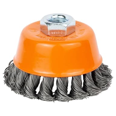 SIGMA Щітка для металу торцева (чашка) Ø75мм М14×2мм  (плет.дріт, сталь) Grad