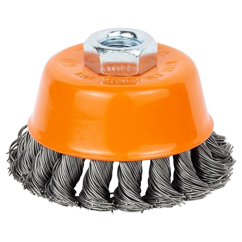 SIGMA Щітка для металу торцева (чашка) Ø75мм М14×2мм  (плет.дріт, сталь) Grad