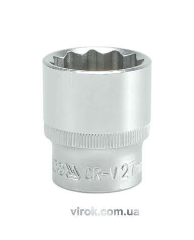 Головка торцева 12-гранна YATO : квадрат 1/2", М= 27 мм, L= 42 мм [12/60/120]