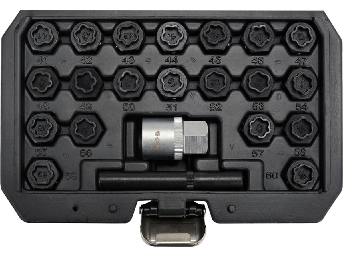 Торцеві головки до гвинтів колісних дисків авто BMW YATO: з квадратом- 1/2", компл. 22 шт [20]