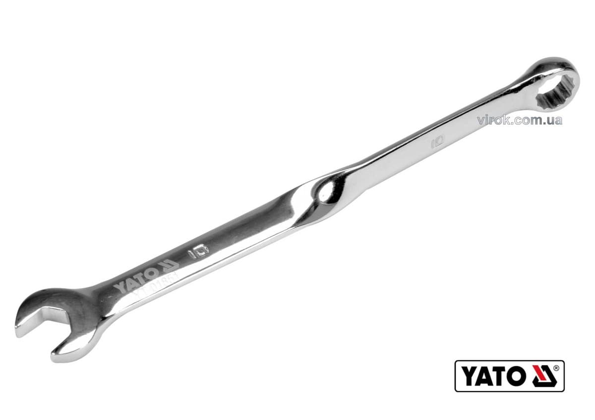 Ключ ріжково-накидний, кручений 90° YATO : М= 10 x 165 мм, Cr-V [100]