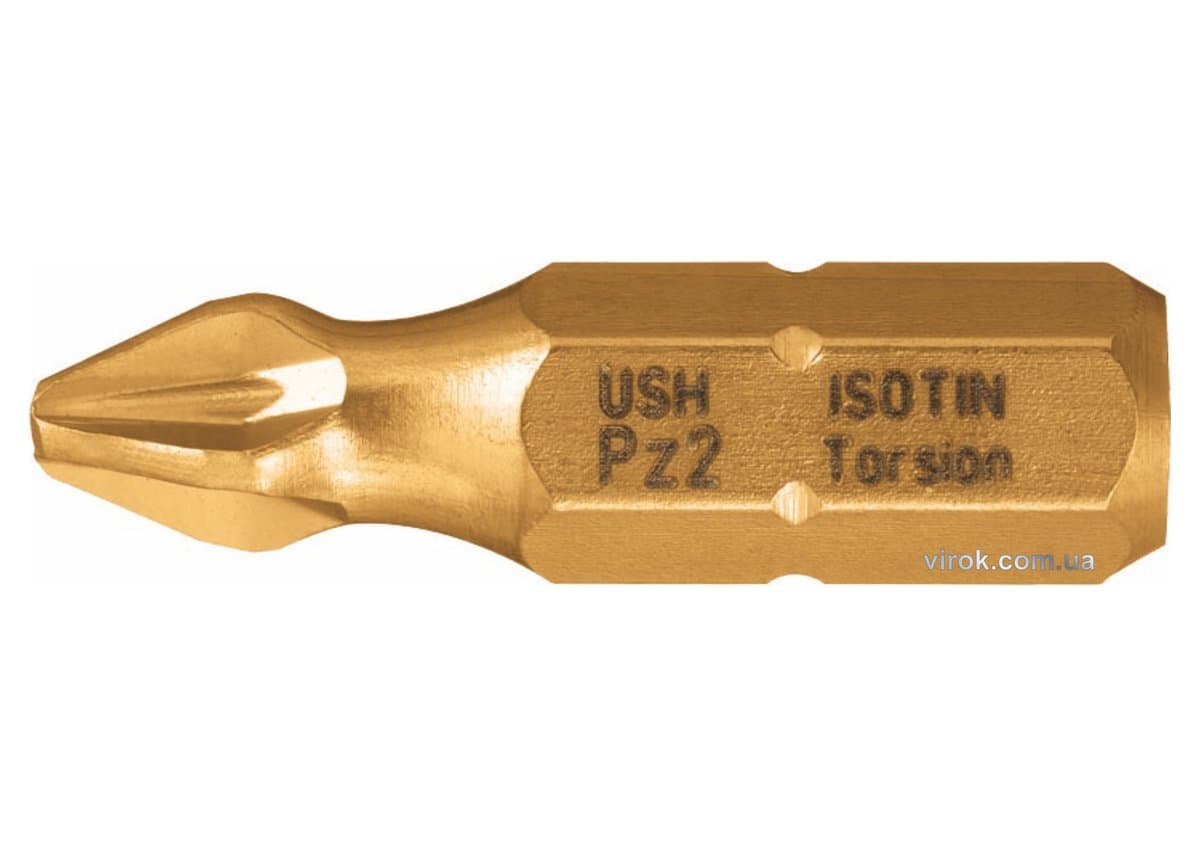 Насадка викруткова USH ISOTIN : Pozidriv PZ3 x 25 мм. Torsion, титанове покриття. Уп. 10 шт.