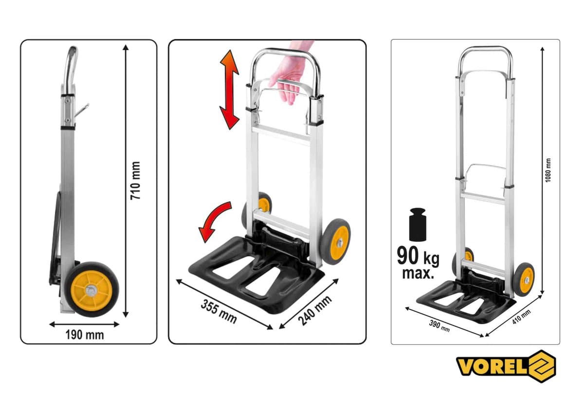 Візок 2- колісний розкладаний VOREL для максим. навантаження 90 кг [1]