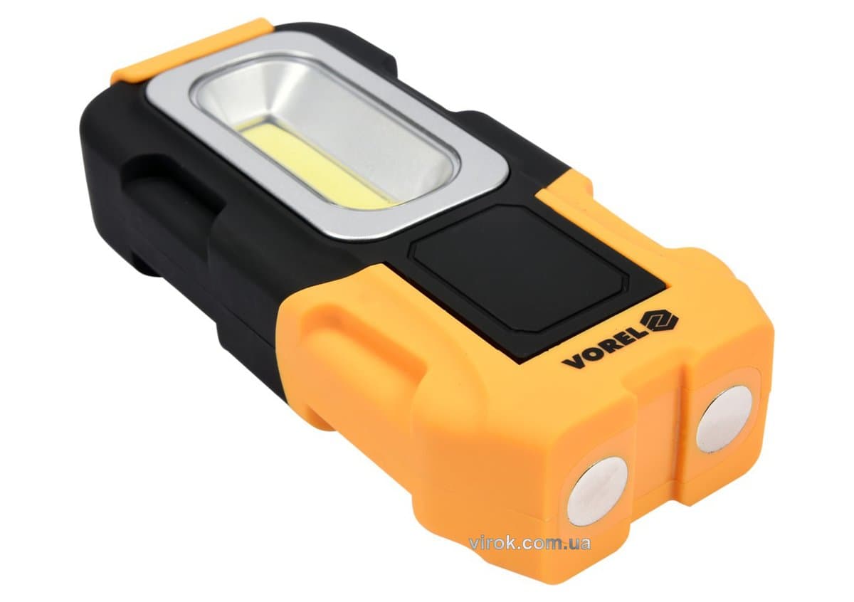Ліхтар діодний, на обертовій підставці VOREL; живлення від 3х ААА батарейок 1,5В; 47х32х25 мм [12]
