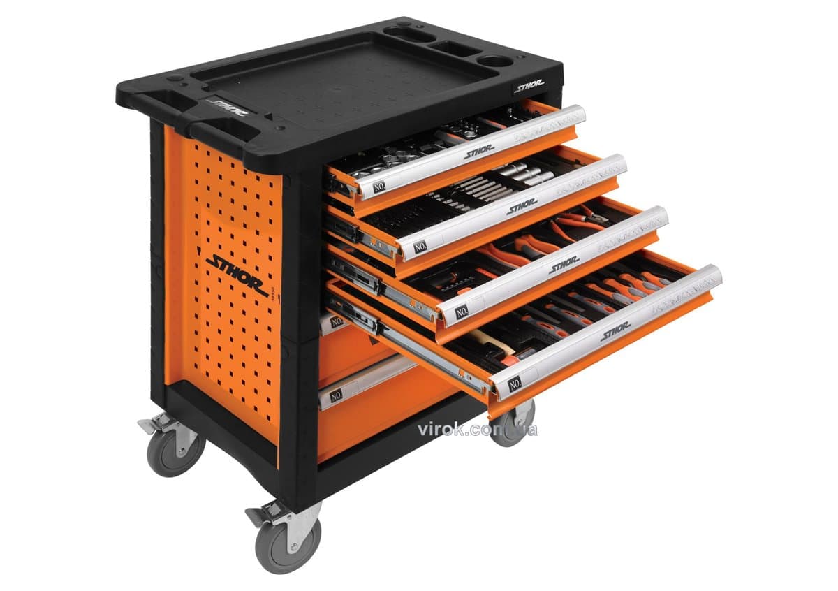 Шафа для майстернь STHOR на колесах, 975х 765х 465 мм з 6 шухлядами та інструментами, 302 шт [1]