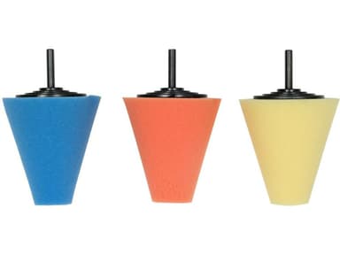 Губки полірувальні конусні для колісних дисків YATO на шпинделі Ø= 6 мм, Ø= 30-75 мм, h= 80 мм, 3 шт