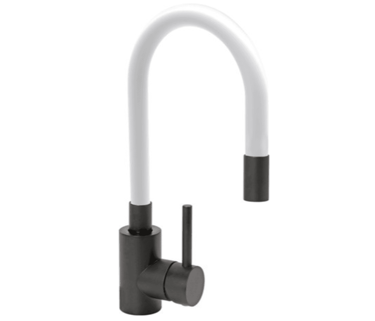 Змішувач води FALA "BLACK FLEXIBLE" для раковини з гнучкою білою лійкою [10]