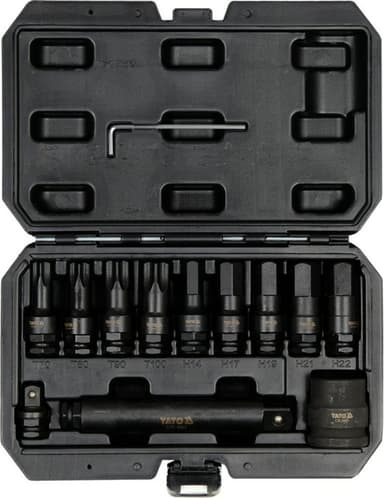 Набір насадок викруткових ударних YATO : TORX/HEX до квадратів 1/2", 3/4", 12 елем.. [5]