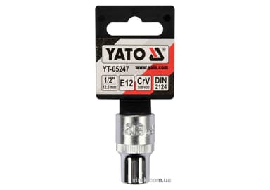 Головка торцева YATO : TORX E12, квадрат 1/2", CrV, DIN 2124 [Блістер] [6/180]