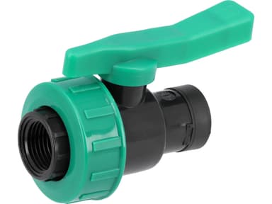 Кран кульовий до водяних пластикових труб Ø= 1/2" Х 1/2" F/F-різьб FLO з поліпроп, для тиску 16Bar