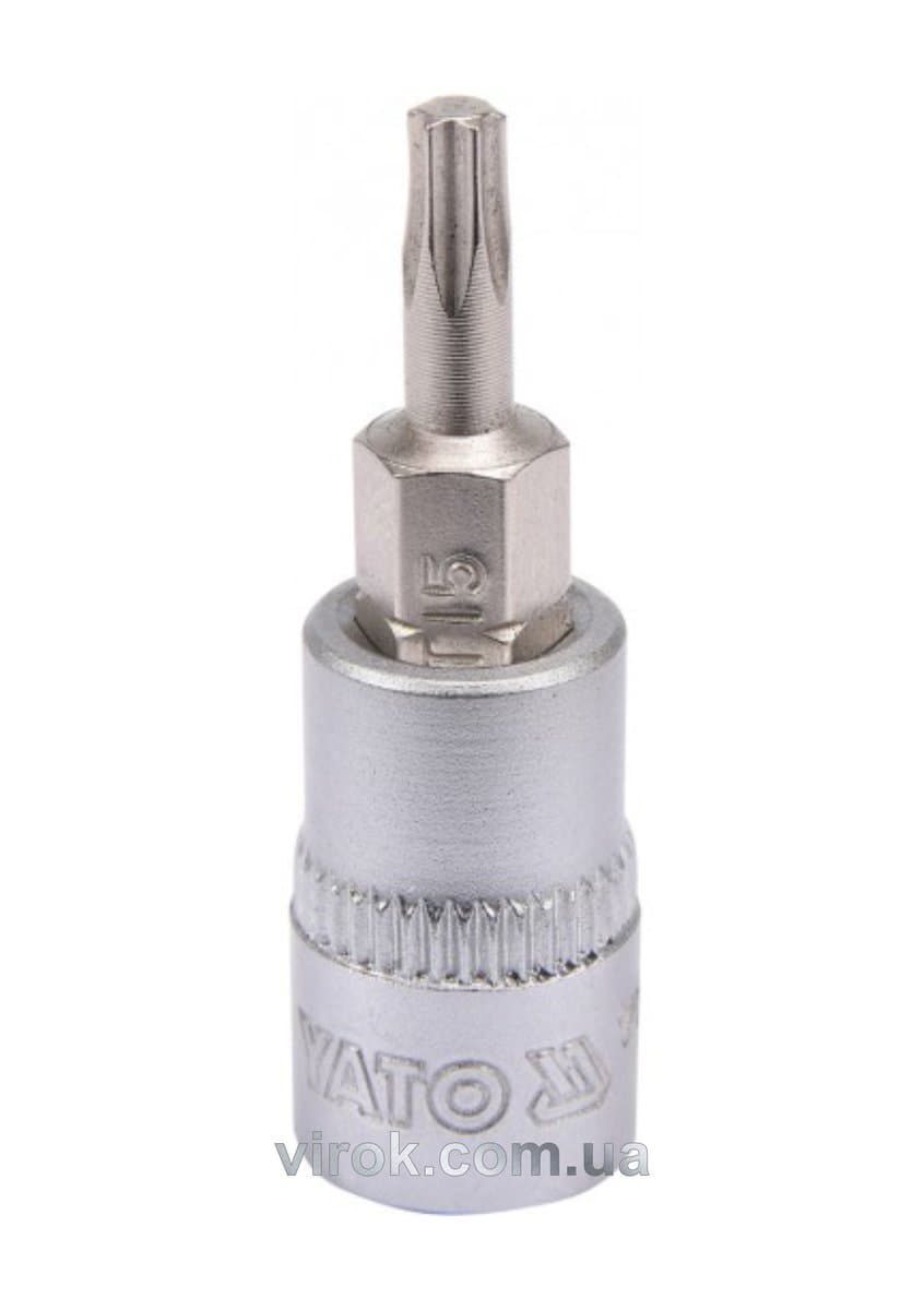 Головка торцева YATO квадрат 1/4 "TORX" Т15, L= 37 мм [150/600]