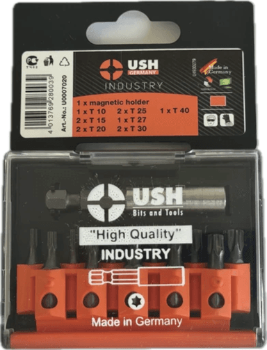 Набір насадок викруткових Industry USH: 1/4" з магнітним тримачем, T10-T40, 12ел.