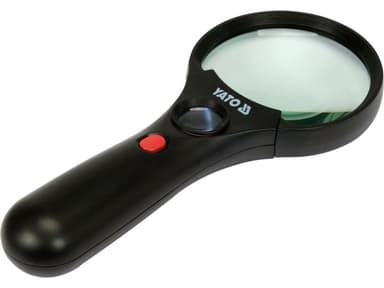 Лупа ручна в ABS-пластиковій оправі, 2 лінзи 3х/45х кратні, 192х 82х 28мм з підсвітленням [10]