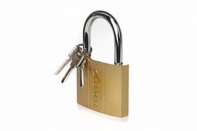 Замок навісний жовтий (латунь) - (70x54x20мм), лазерний ключ AURORA