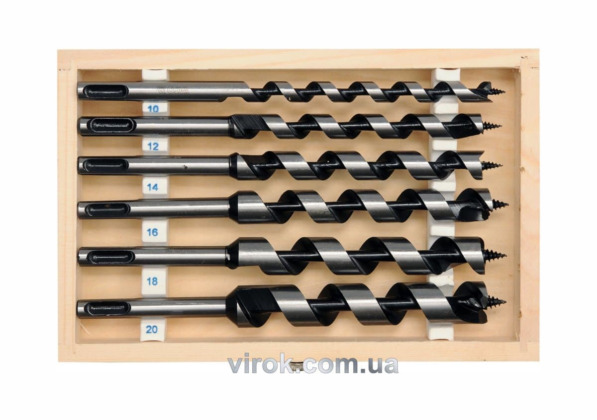 Свердла спіральні по дереву YATO : Ø= 10-20 мм, L= 200 мм. Набір 6 шт. [20]