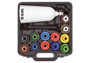 Лійка для заливу оливи в двигуни YATO : V= 2 л, з 12 адаптерами; компл. 15 елем. [4]