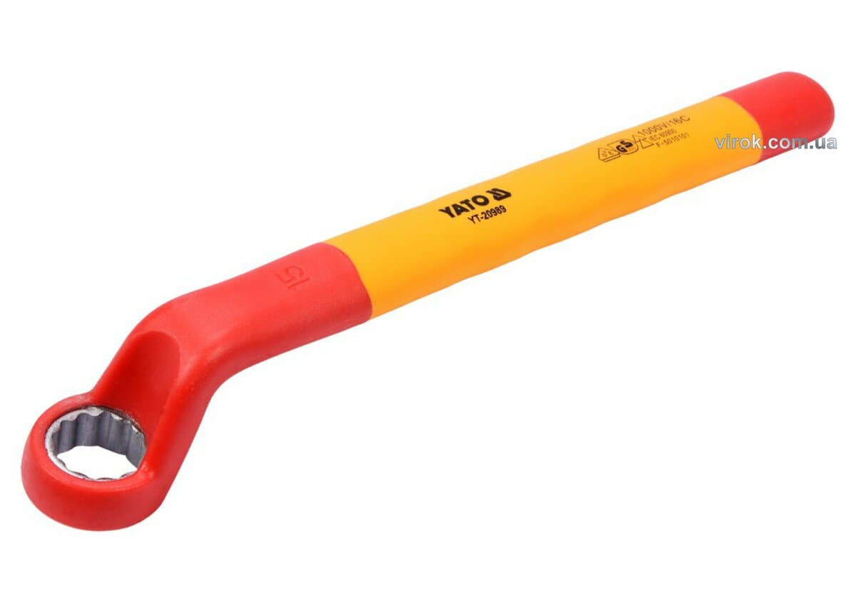 Ключ накидний електрика VDE YATO : М15 мм, вигнутий до 1000V(DW)