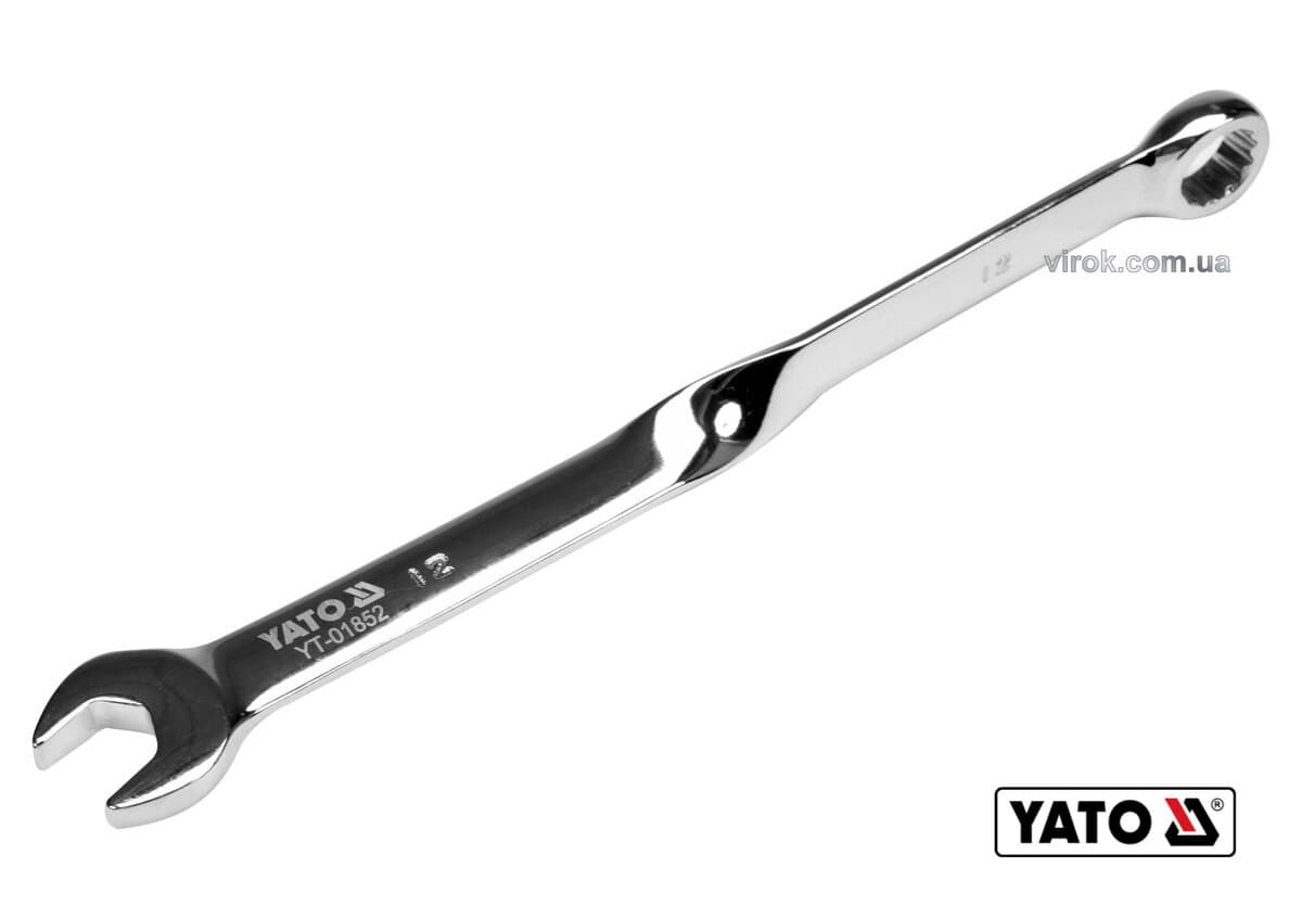 Ключ ріжково-накидний, кручений 90° YATO : М= 12 x 204 мм, Cr-V [40/120]