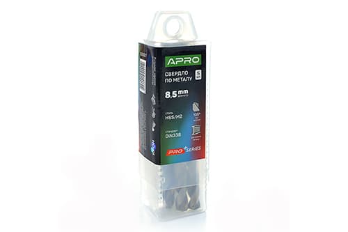 Свердло по металу HSS/M2 (6542) Ø8,5мм (тубус, кратно 5шт) PRO APRO