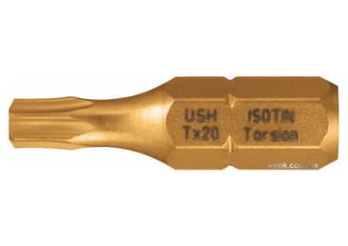 Насадка викруткова USH ISOTIN : TORX T20 x 25 мм. Torsion, титанове покриття. Уп. 10 шт.