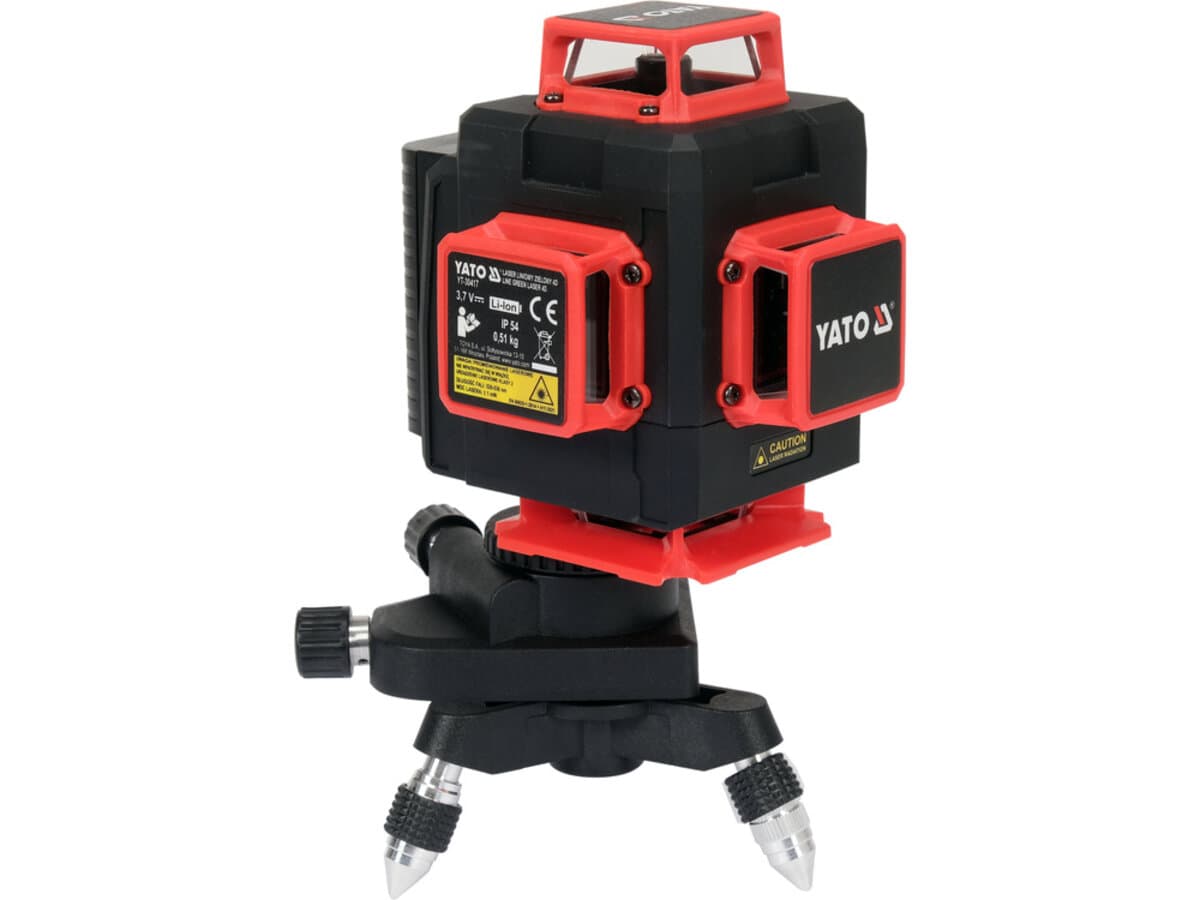 Рівень лазерний на 4-площини зелен пром YATO діап.- 30 м, живл.- 2 Li-Ion акумул 3.7 V, міні-штатив