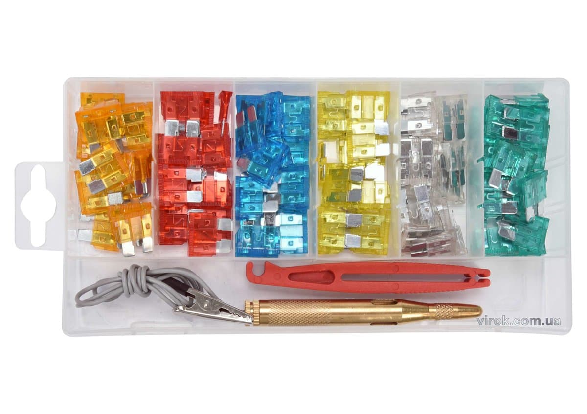 Запобіжники автомобільні YATO STANDARD, в асортименті з індикатором, 92 шт [24/720]