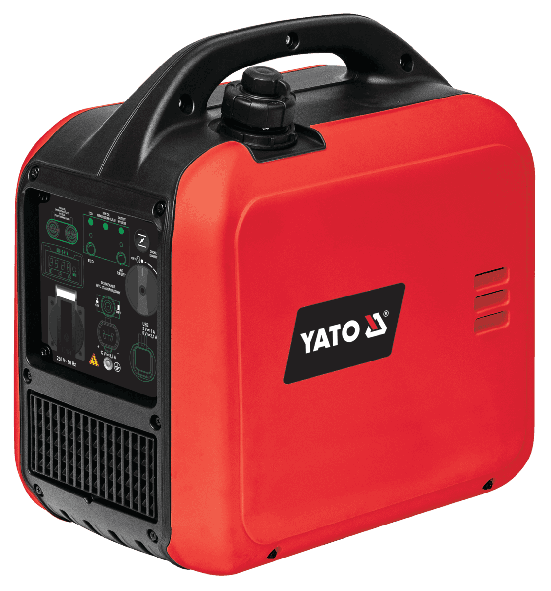 Генератор бензиновий інверторний YATO YT-854837 P= 1.9 кВт, U= 230 В (AC) і 12 В 8,3А (DC)