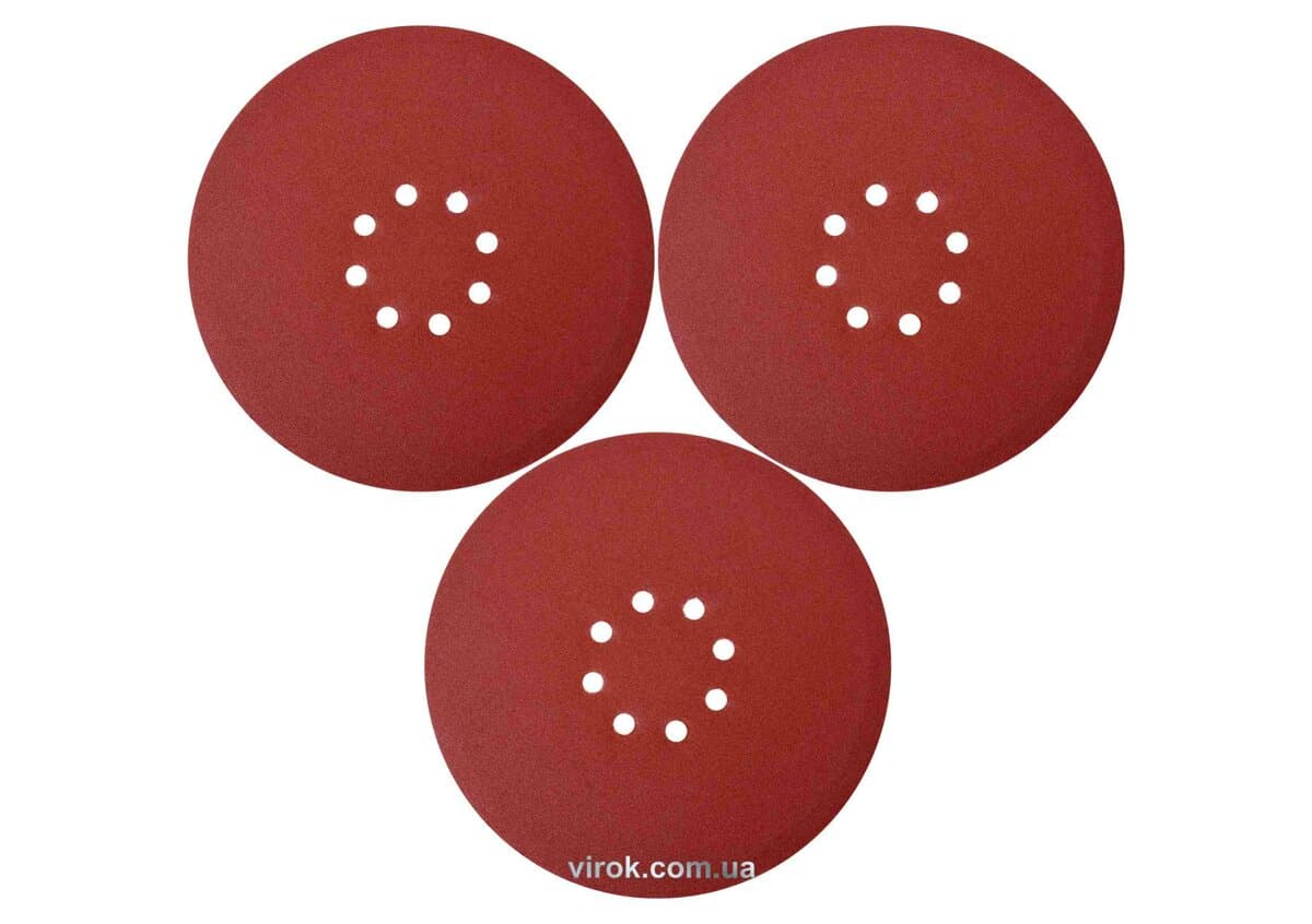 Круг шліфувальний з наждачн. паперу з липучкою YATO: Ø= 225мм, Р100, до YT-82340 і YT-82350, 3шт[60]